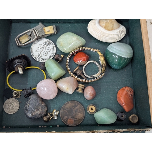 14 - Mixed collectables to include five Bakelite napkin rings having silver mounts, a Victorian black pap... 