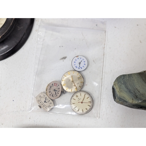 14 - Mixed collectables to include five Bakelite napkin rings having silver mounts, a Victorian black pap... 