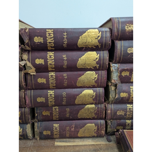 17 - Victorian Punch Magazines in bindings to include the First Edition published July 1 1841, together w... 