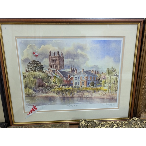 2 - Framed pictures to include an oil on board still life painting depicting two vases filled with flowe... 