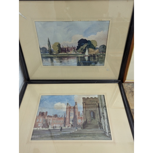 2 - Framed pictures to include an oil on board still life painting depicting two vases filled with flowe... 