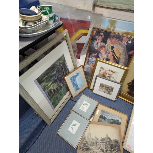 22 - A collection of pictures to include prints, watercolours, a pastel, an oil and others Location:LWF
I... 