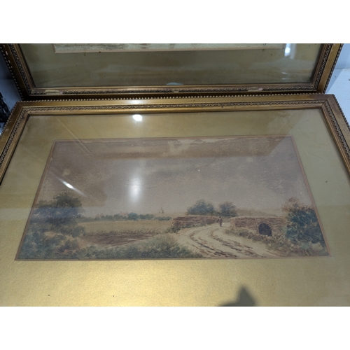 32 - Four framed and glazed pictures to include an etching by James Clarke Hook, etched by OHO Theodore L... 