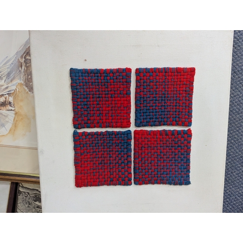 39 - Paintings and prints and other examples to include a textile example by Ann Sutton along with other ... 