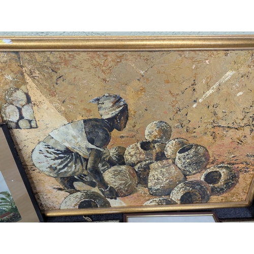 39 - Paintings and prints and other examples to include a textile example by Ann Sutton along with other ... 
