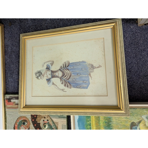 39 - Paintings and prints and other examples to include a textile example by Ann Sutton along with other ... 