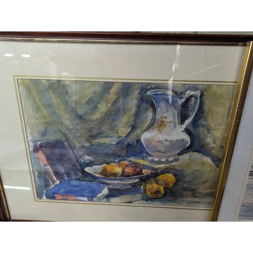 39 - Paintings and prints and other examples to include a textile example by Ann Sutton along with other ... 