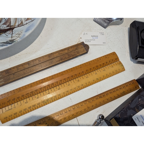 47 - Mixed collectables to include a Parker Duofold lapis lazuli  propelling pencil, Rathbone folding yar... 