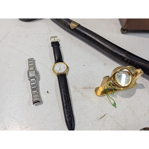 57 - A mixed lot to include a 19th century rosewood tea caddy, a vintage 1930-40's 16mm Cine-Kodak, wrist... 