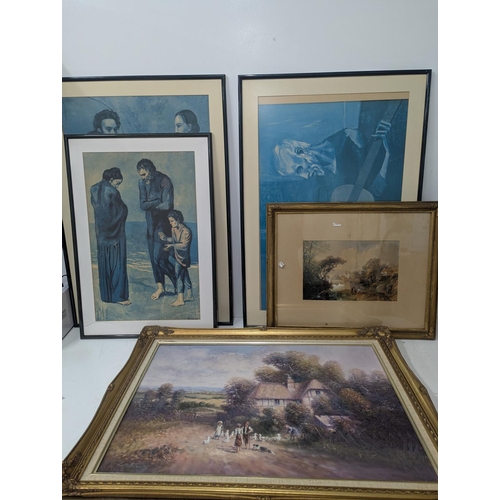 587 - Paintings and prints to include an oil on canvas by Laszlo Michael Ritter, depicting a countryside l... 
