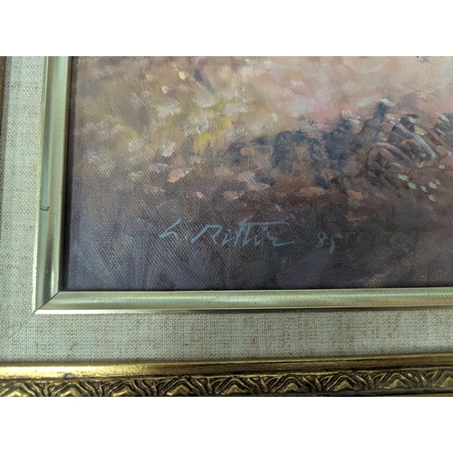 587 - Paintings and prints to include an oil on canvas by Laszlo Michael Ritter, depicting a countryside l... 