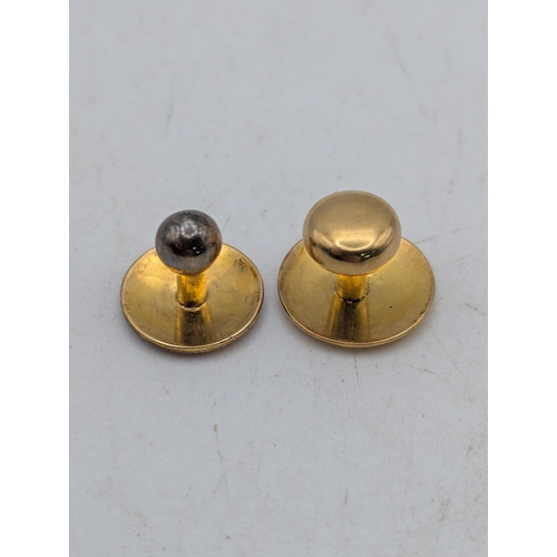 12 - Two 18ct yellow gold studs, both marked 18ct, total weight 3.3g
Location:C7
If there is no condition... 