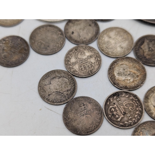 15 - British silver coinage, pre 1920's to include aa 1890 Queen Victoria Jubilee head crown, a florin an... 