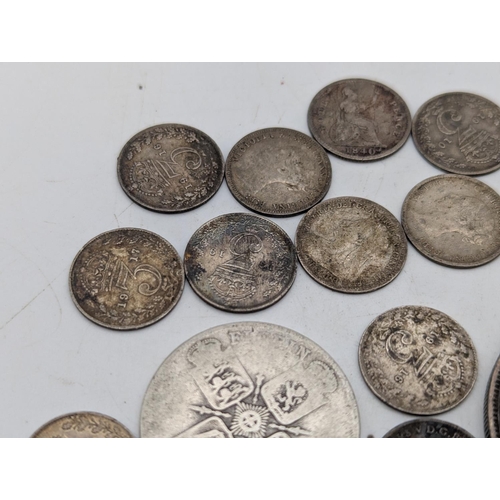 15 - British silver coinage, pre 1920's to include aa 1890 Queen Victoria Jubilee head crown, a florin an... 