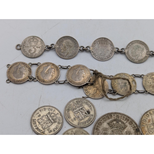 16 - British half silver coinage pre 1947 to include half crowns, two shillings, six pence coins and  coi... 