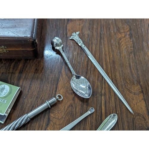 29 - Silver and silver plated items to include two silver vesta case, both having floral engraved decorat... 