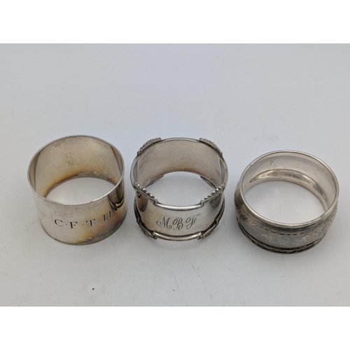 41 - Three silver napkin rings, one having floral engraved decoration, total weight 79.1g
Location:P1
If ... 