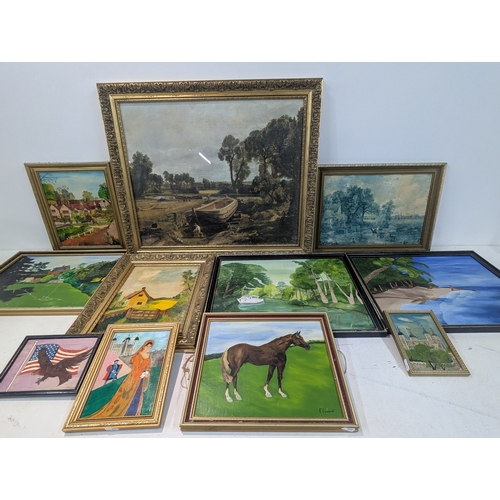 10 - Paintings and prints to include several examples signed by F Vincent depicting river scenes, shoreli... 
