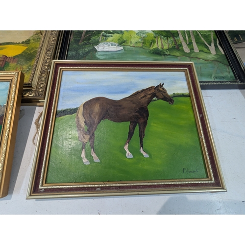 10 - Paintings and prints to include several examples signed by F Vincent depicting river scenes, shoreli... 
