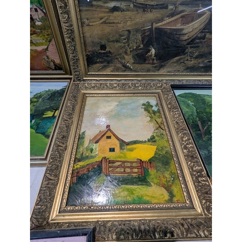 10 - Paintings and prints to include several examples signed by F Vincent depicting river scenes, shoreli... 