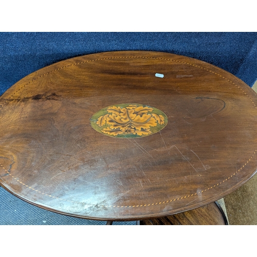 20 - A George III mahogany inlaid tripod table, together with a small occasional table 
Location: BWR
If ... 