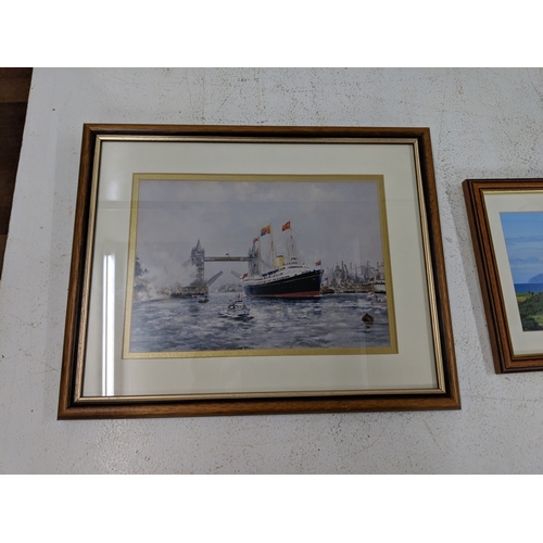 34 - Mixed prints to include a Concorde with Red Arrows, a lighthouse, Tower Bridge with HMY Britannia an... 