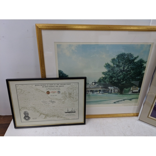 34 - Mixed prints to include a Concorde with Red Arrows, a lighthouse, Tower Bridge with HMY Britannia an... 