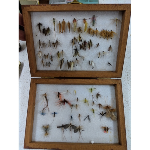 44 - A collection of fly fishing equipment and accessories to include a rod, a selection of flies, spare ... 