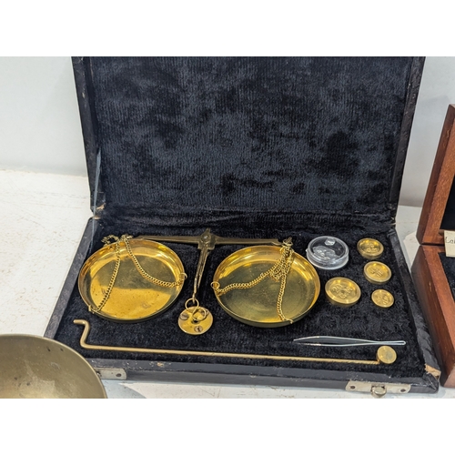 6 - A mixed group of collectables to include a mid-20th century scientific or assay balance weight set, ... 