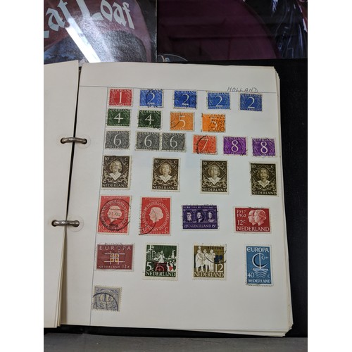 41 - Stamps from around the world to include Australia, Hungary, Jamaica and others, housed in three albu... 