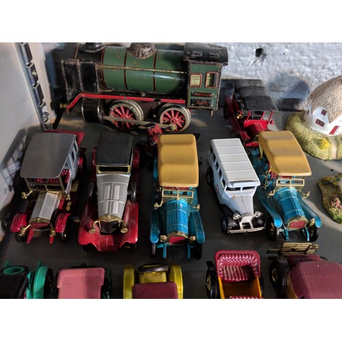 47A - Model vehicles, mainly Matchbox examples of Models Of Yesteryear along with a Marklin model of a ste... 