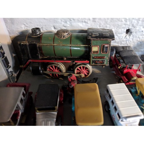 47A - Model vehicles, mainly Matchbox examples of Models Of Yesteryear along with a Marklin model of a ste... 
