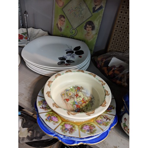 49 - A mixed lot to include a Real Ale jug, JWK plates, Bunnykins, Oriental style china and other items L... 