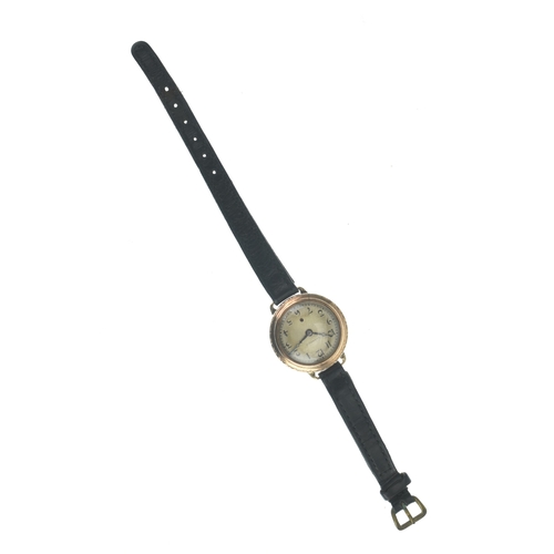 11 - A Harwood automatic, 9ct gold wristwatch, import marks for Glasgow 1928, the silvered dial with Arab... 