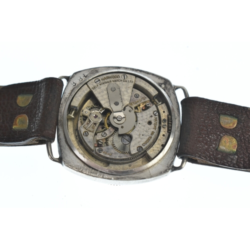 12 - A Harwood automatic, silver, gents wristwatch, import marks for Glasgow 1929, the silvered dial with... 