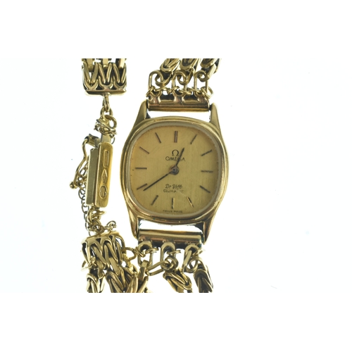 16 - An Omega De Ville 18ct gold and gold plated, ladies manual wind wristwatch, the gold plated case hou... 