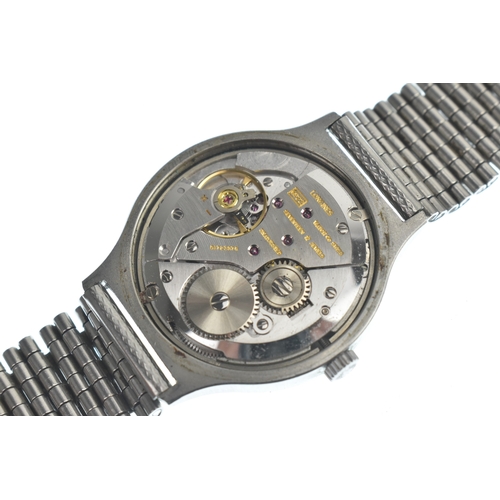 18 - A Longines Flagship, manual wind, gents, stainless steel wristwatch, the silvered dial having baton ... 
