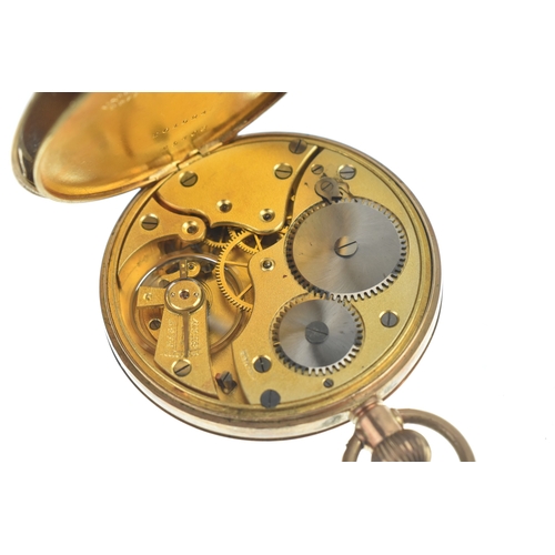 19 - An early 20th century 9ct gold open face keyless wound pocket watch, having a white enamel dial with... 