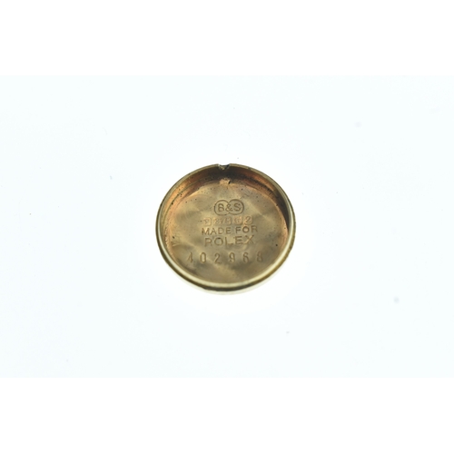 22 - A Tudor 9ct gold ladies manual wind wristwatch, the silvered dial having gilt baton markers, on a la... 