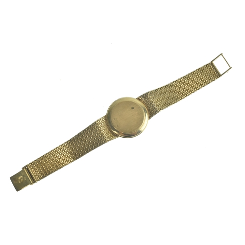 24 - An Omega 9ct gold, gents, quartz wristwatch, the gilt dial having baton markers, the case back numbe... 