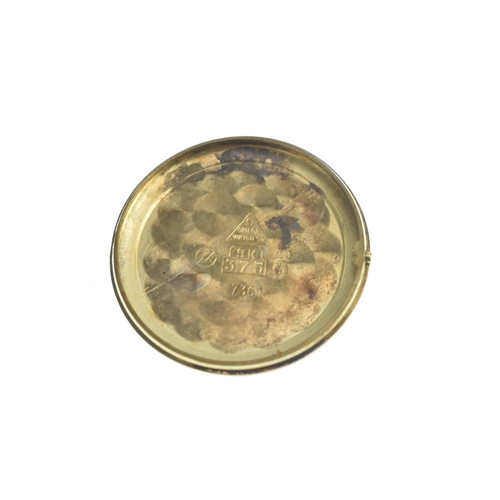 24 - An Omega 9ct gold, gents, quartz wristwatch, the gilt dial having baton markers, the case back numbe... 