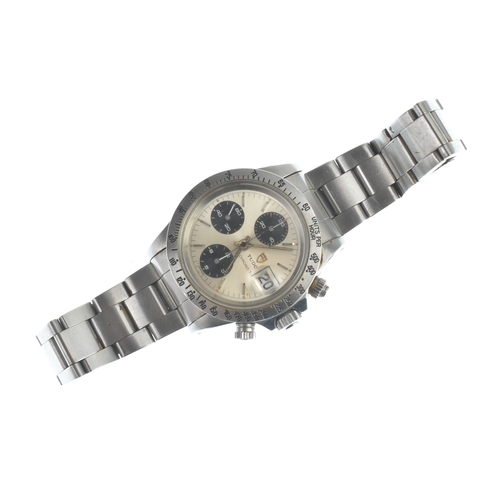 26 - A Tudor Chrono Time Big Block, stainless steel, gents, automatic chronograph wristwatch, the silvere... 