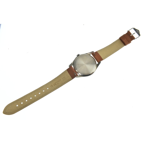27 - An Omega 'Jumbo' manual wind, gents, stainless steel wristwatch, circa 1950, ref no 2505-21, the sil... 
