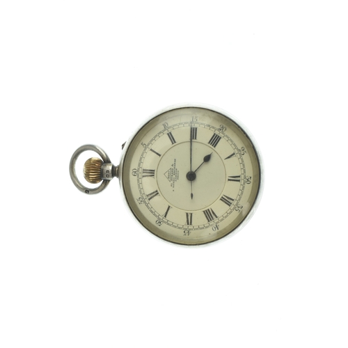28 - A Dent 1930s silver centre seconds open face keyless would pocket watch and silver Albert chain, the... 