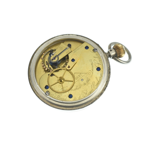 28 - A Dent 1930s silver centre seconds open face keyless would pocket watch and silver Albert chain, the... 