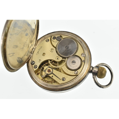 29 - An early 20th century Omega silver open face keyless wound pocket watch, the white enamel dial havin... 