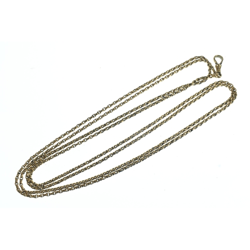 32 - A late 19th/early 20th century 9ct gold guard pocket watch chain, stamped 9C, fitted with a 9ct gold... 