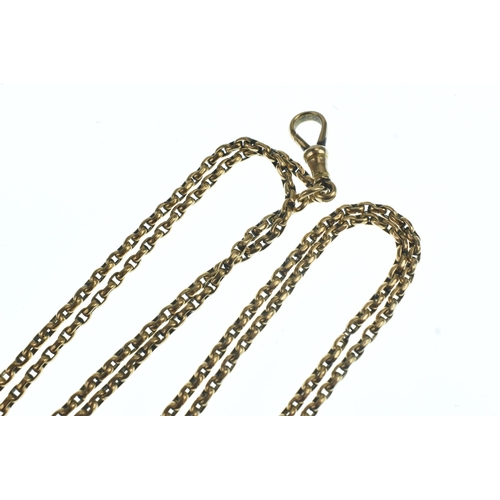 32 - A late 19th/early 20th century 9ct gold guard pocket watch chain, stamped 9C, fitted with a 9ct gold... 