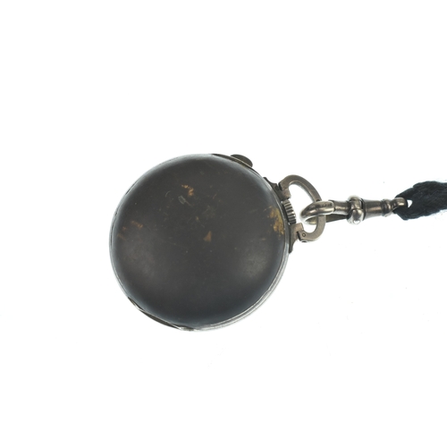 35 - An early 20th century novelty silver pocket watch in the form of a golf ball, the white enamel dial ... 