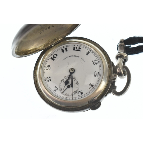 35 - An early 20th century novelty silver pocket watch in the form of a golf ball, the white enamel dial ... 